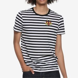 Legend of Zelda majoras mask polo stripe top shirt emo goth gothic skull kid